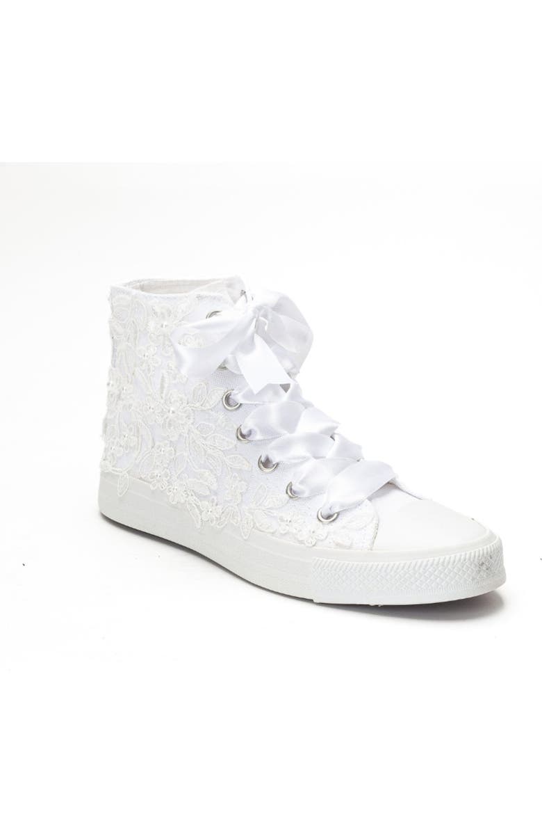 Forever & Always Shoes Isolde Lace High Top Bridal Sneaker, Main, color, Ivory