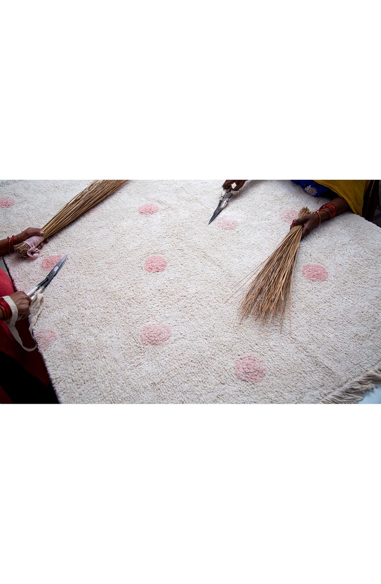 Lorena Canals Polka Dot Fringe Trim Washable Cotton Blend Rug, Alternate, color, Natural