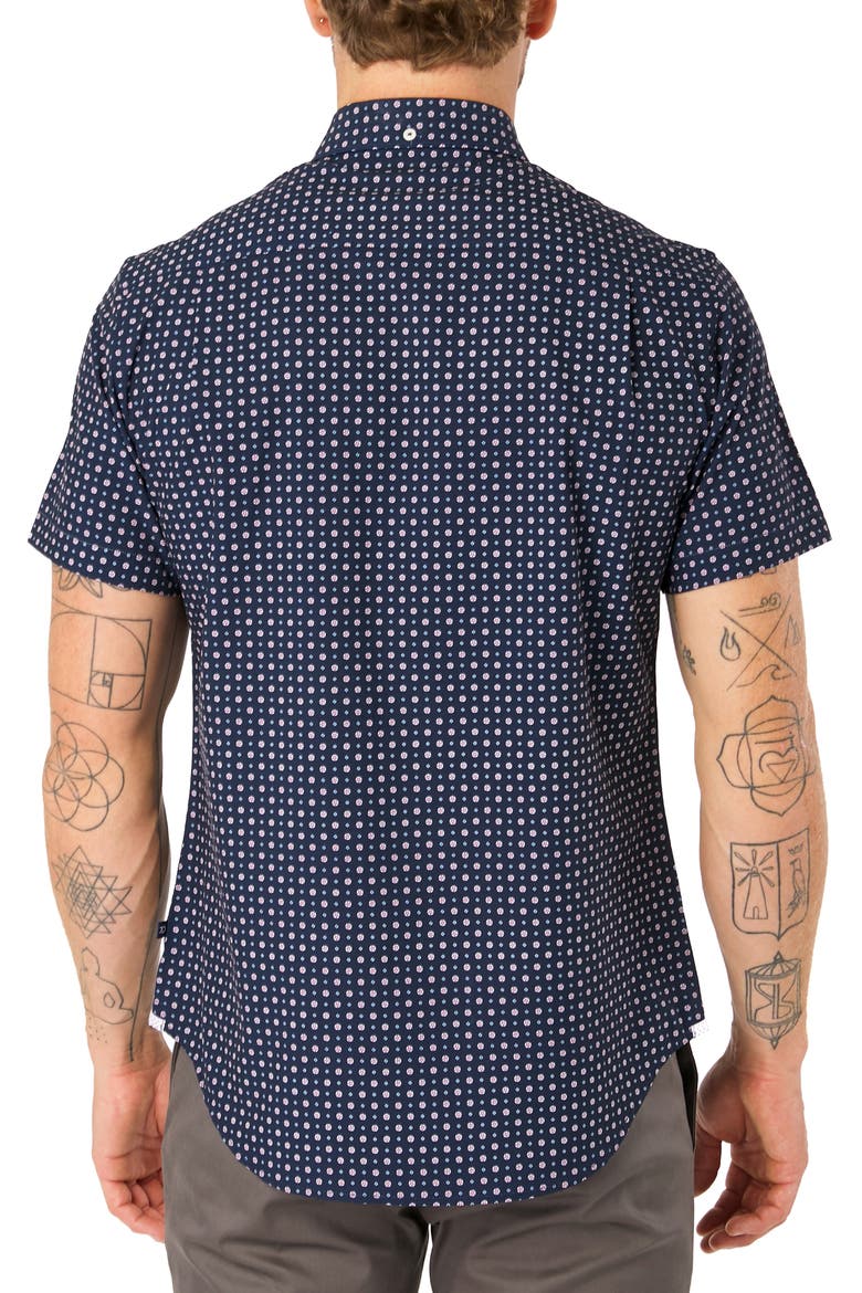 Another Dimension Slim Fit Short Sleeve Button-Up Shirt, Alternate, color, NAVY