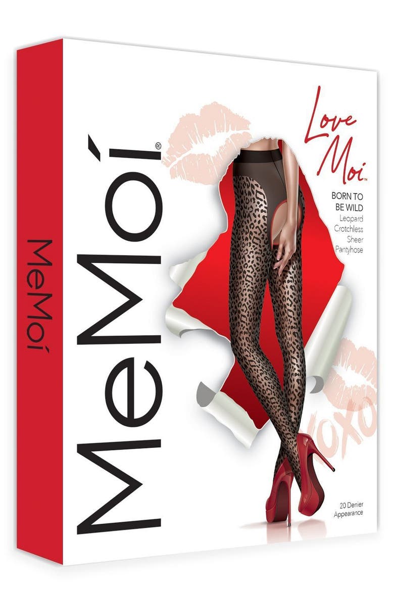 MeMoi Born to be Wild Crotchless Tights, Alternate, color, Black-Red