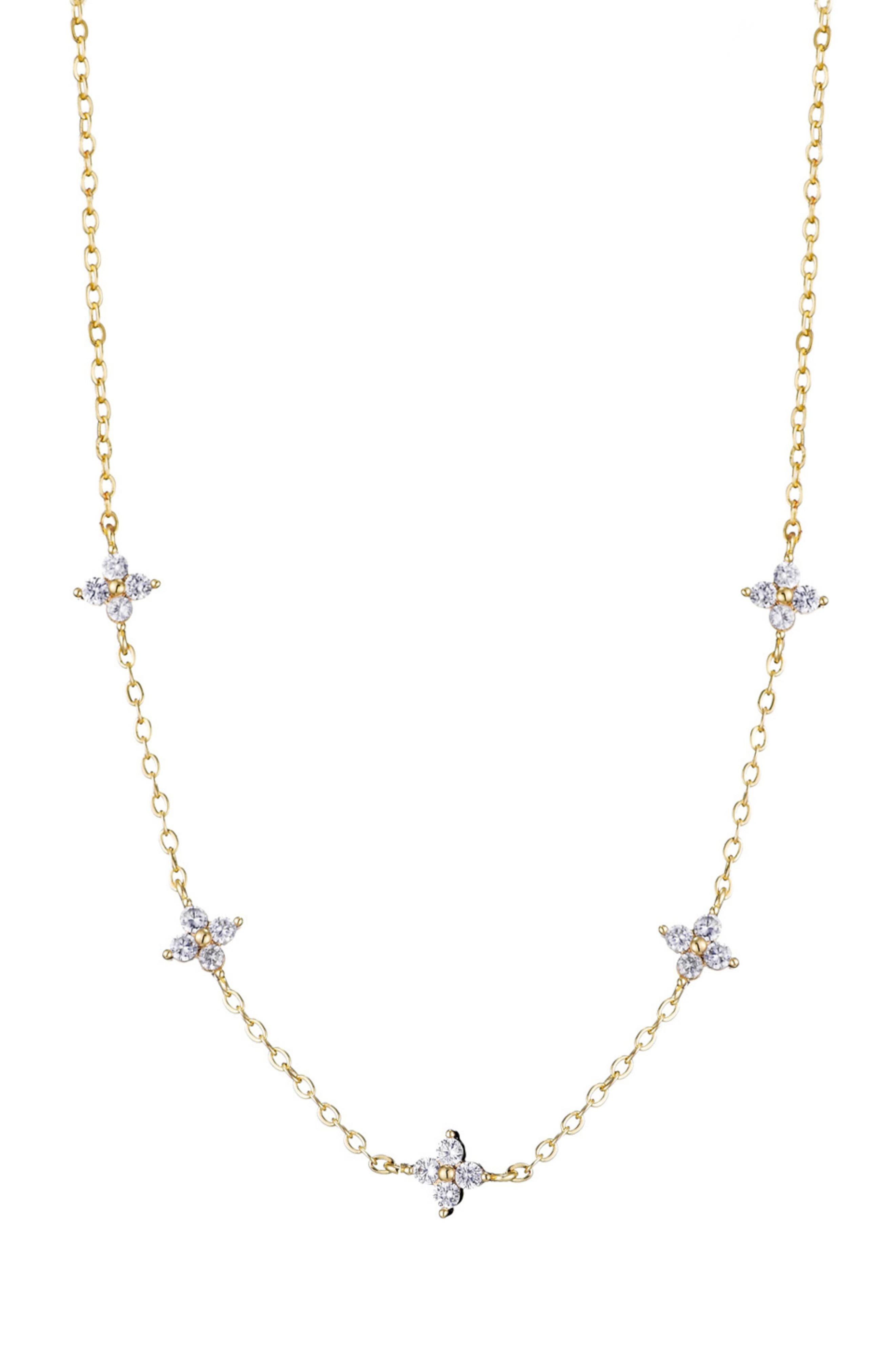 Adornia Cubic Zirconia Flower Station Necklace