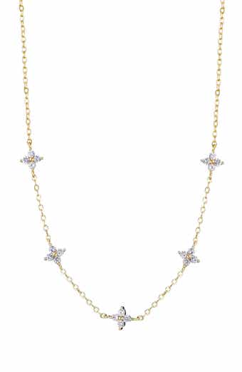 Adornia Cubic Zirconia Flower Station Necklace