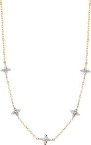 Adornia Cubic Zirconia Flower Station Necklace