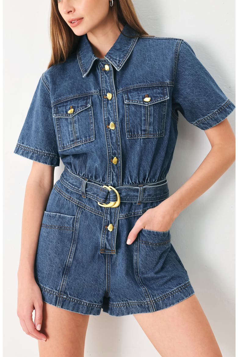 Denim Romper, Alternate, color, DENIM