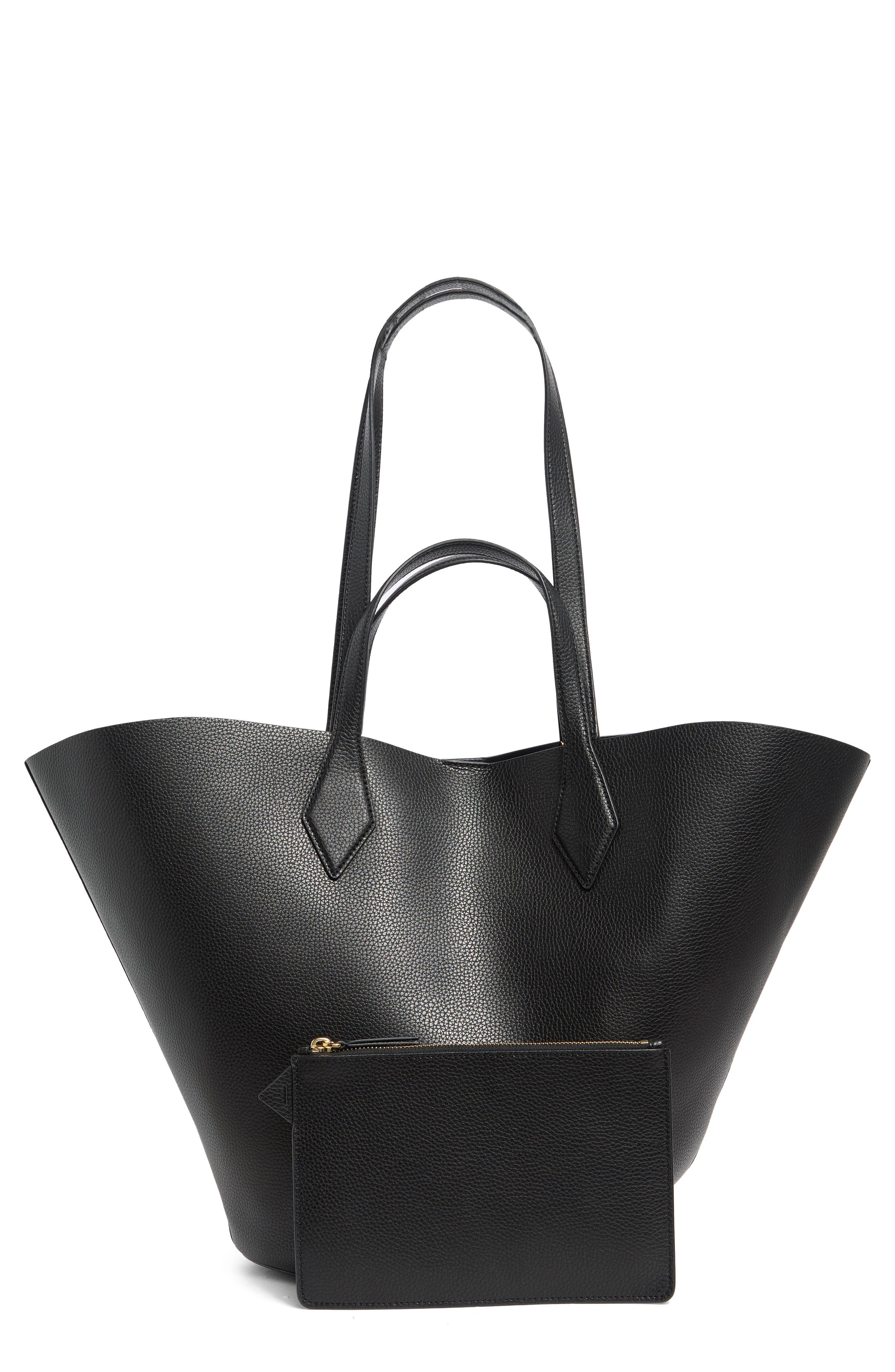 Veronica Beard Embossed Crest Leather Tote Bag, Alternate, color, Black
