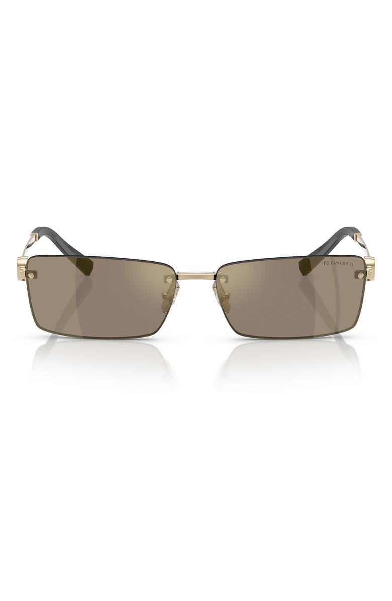 Tiffany & Co. 60mm Rectangular Sunglasses, Main, color, Pale Gold