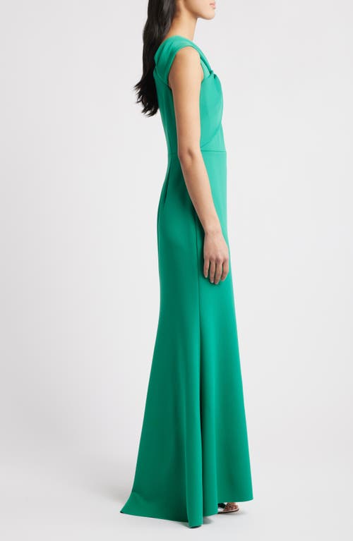 ELIZA J ELIZA J WRAP NECKLINE SCUBA CREPE GOWN