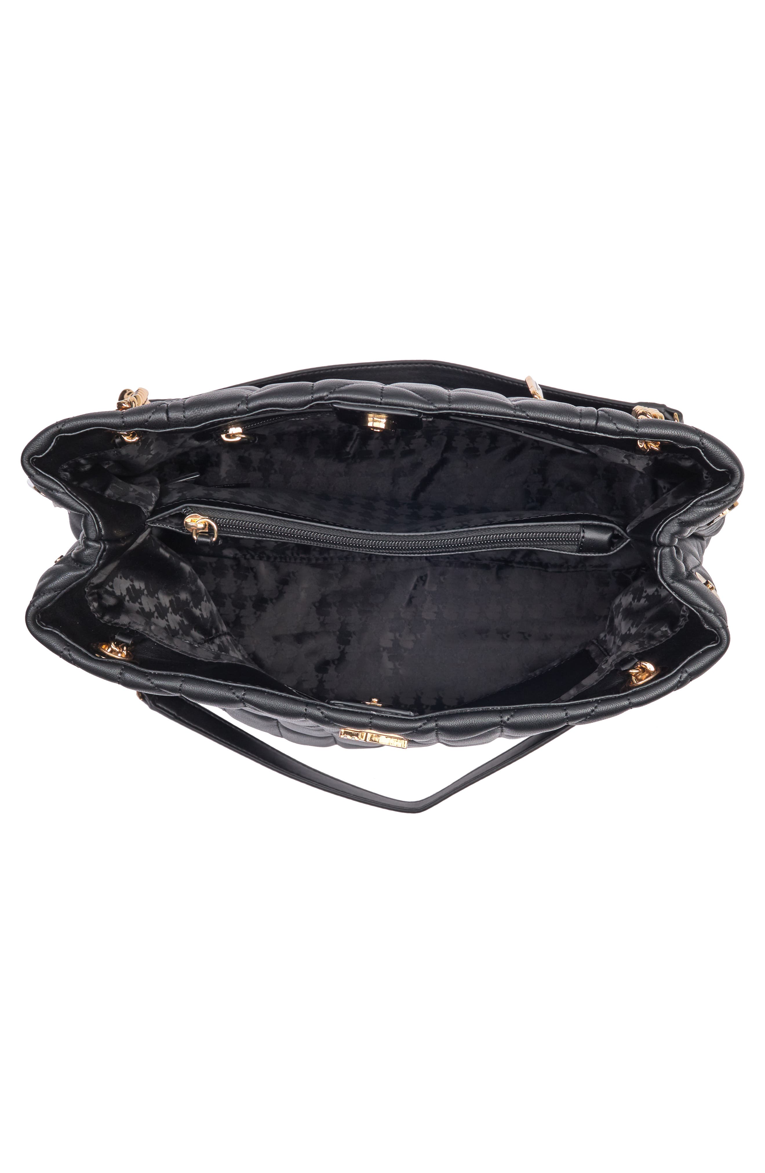 Quilted Leather Tote, Alternate, color, BLACK/ GOLD