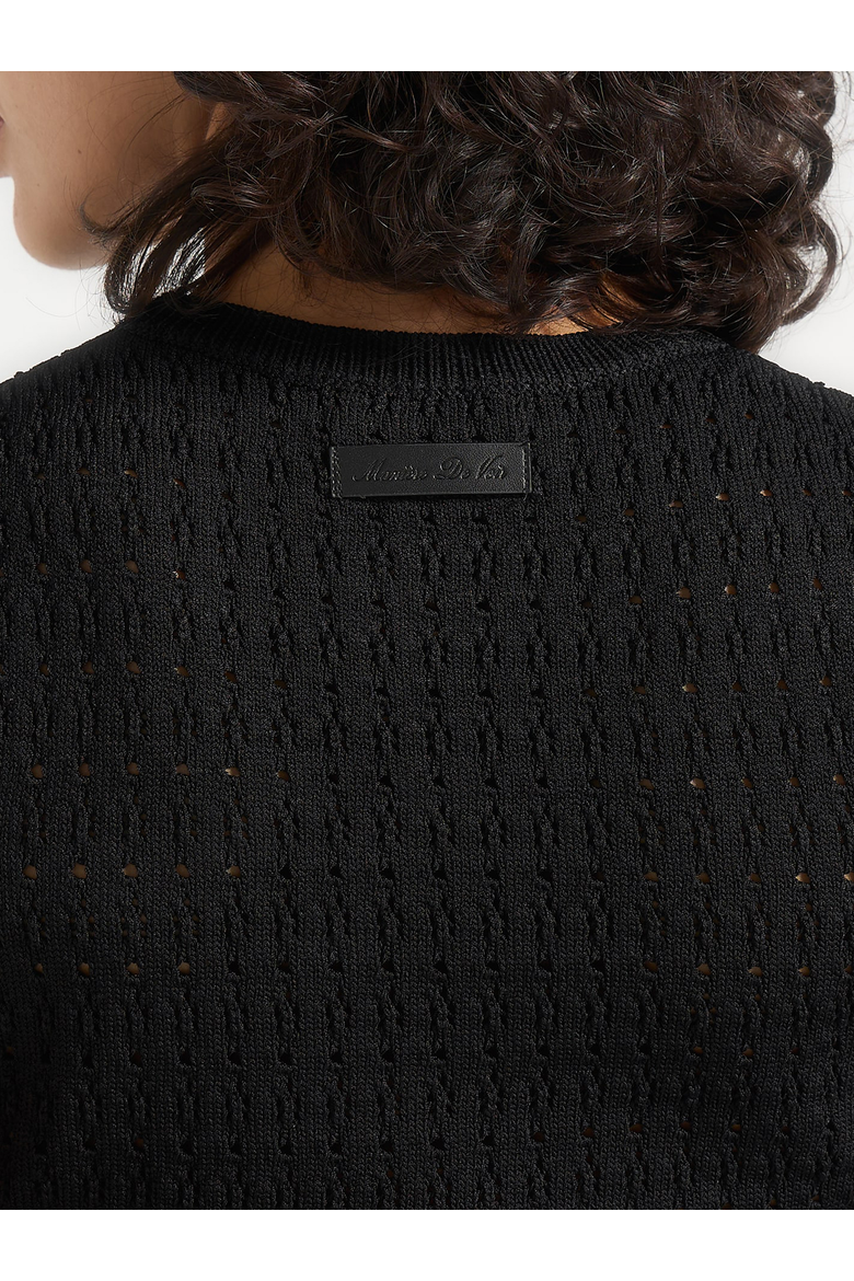 Eugenie Pointelle Asymmetric Top, Alternate, color, Black