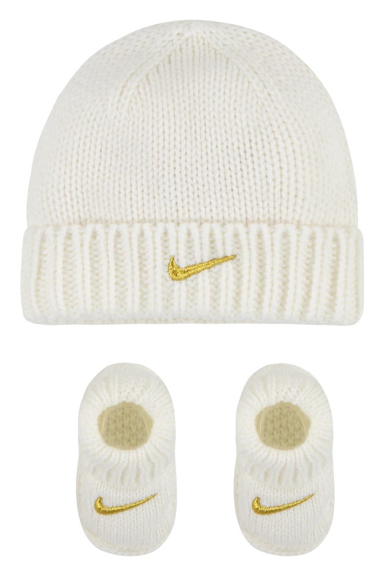 Cable Knit Beanie & Booties Set, Main, color, SAIL