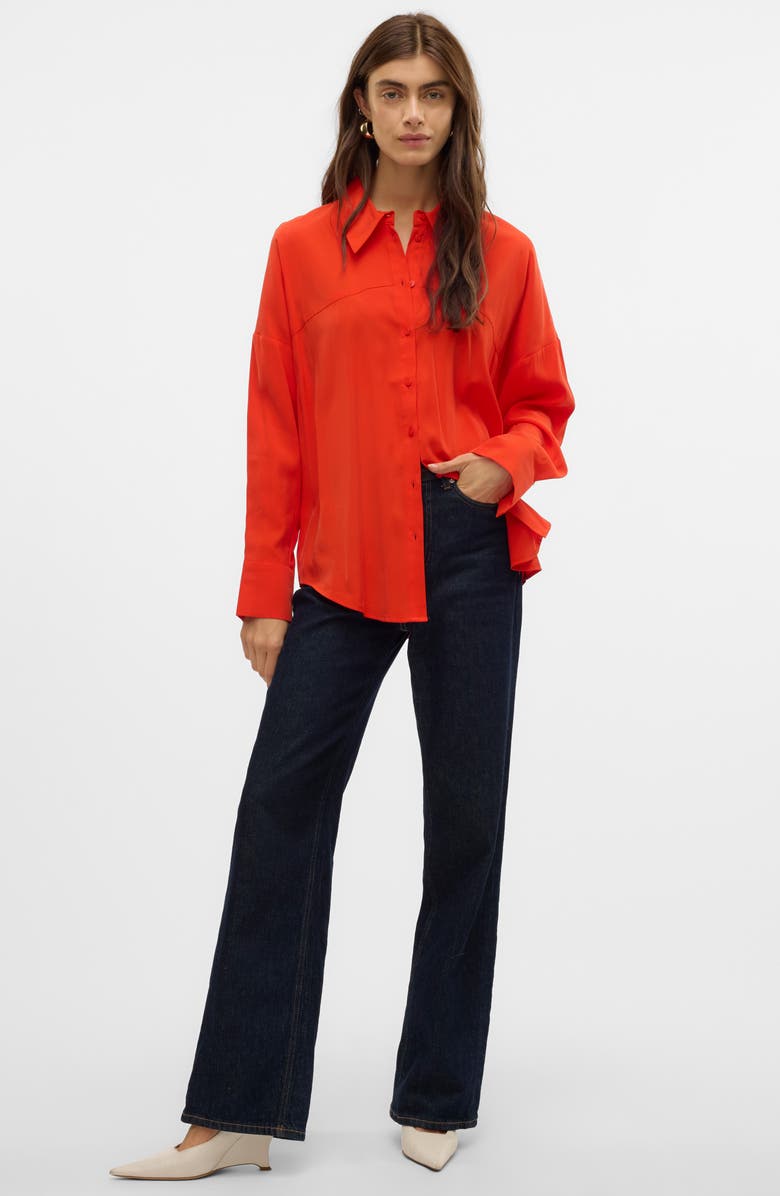 VERO MODA Button-Up Shirt, Alternate, color, Fiery Red