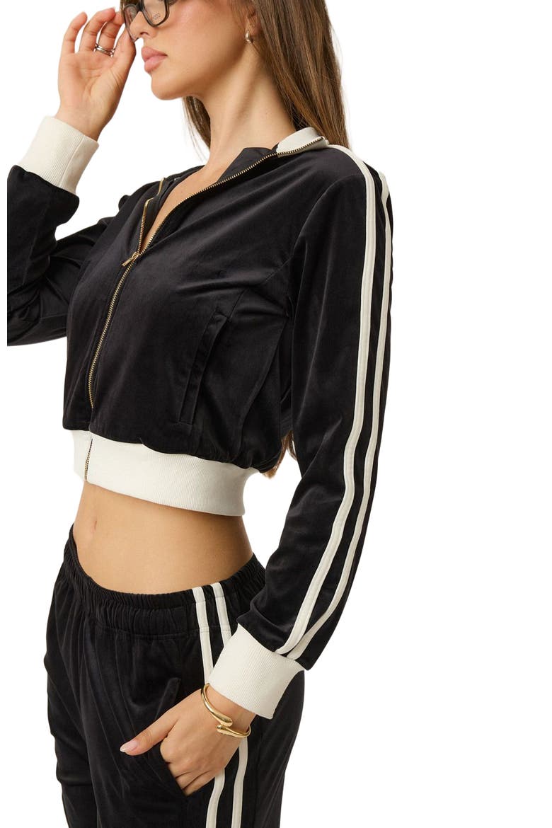 Velour Track Jacket, Alternate, color, Black