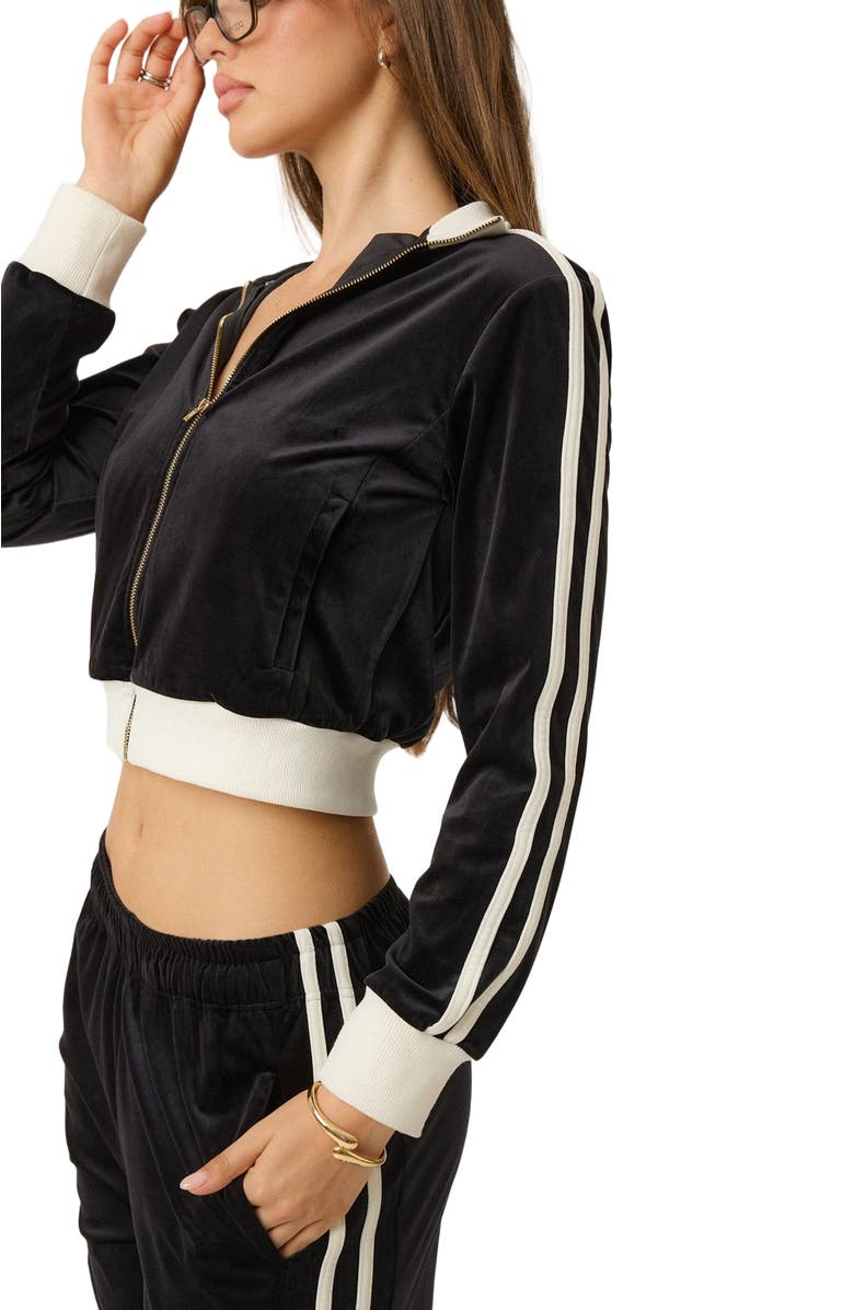 Goldie Byrd Velour Track Jacket, Alternate, color, Black