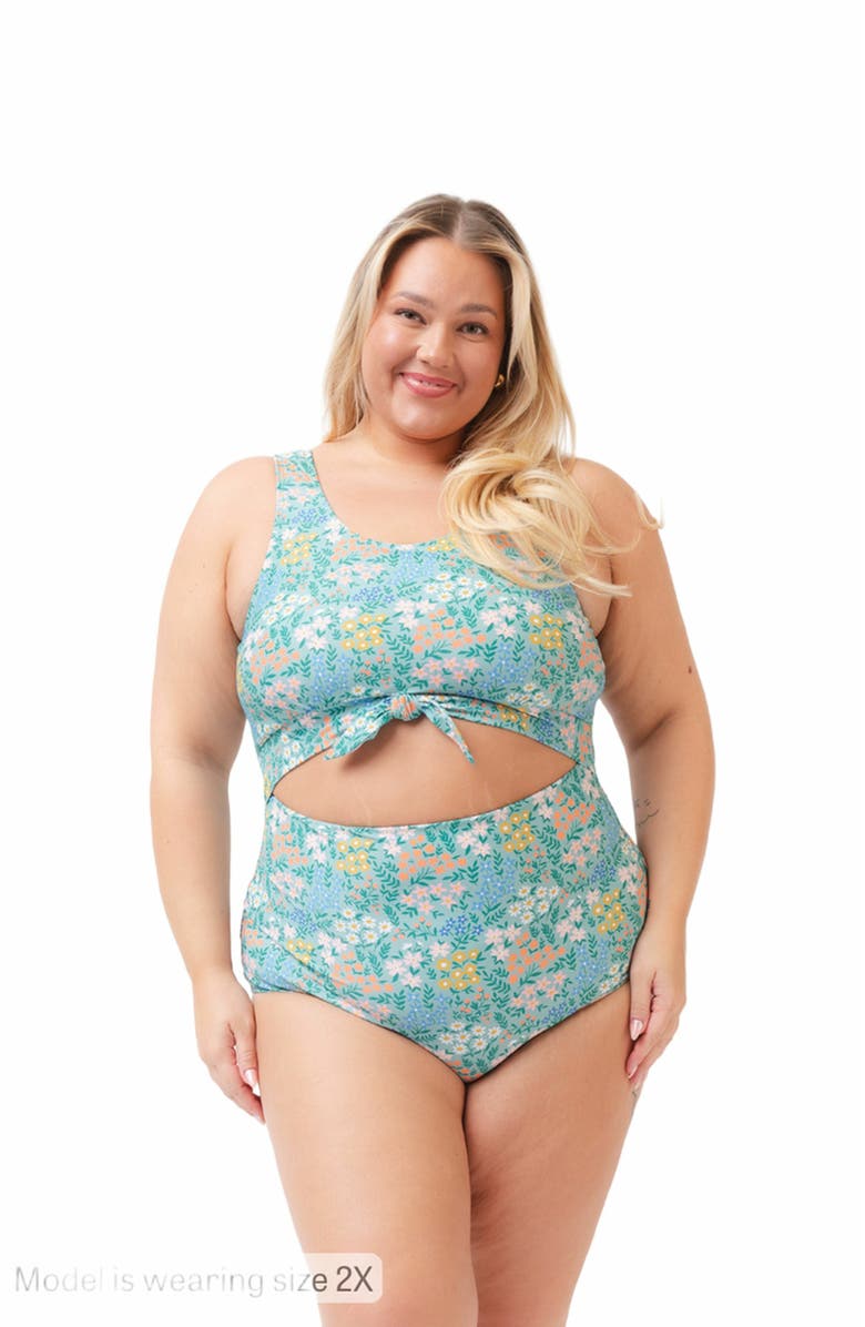 Lime Ricki Swimwear Knotted One-Piece, Alternate, color, Little Meadow