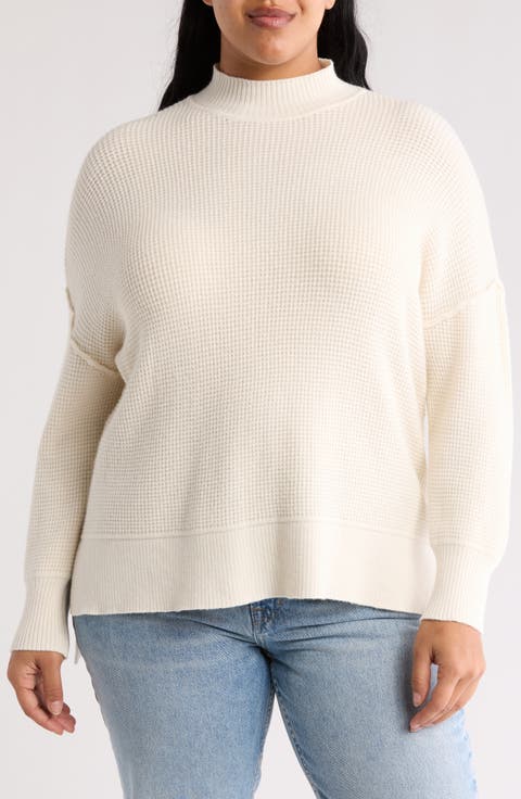 Step Hem Waffle Stitch Sweater (Plus)