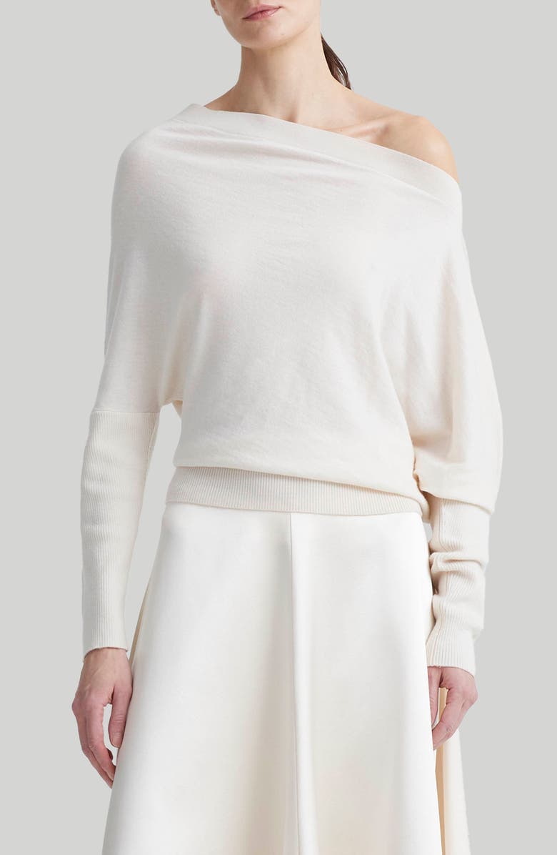 Altuzarra Grainge One-Shoulder Cashmere Sweater, Main, color, Ivory