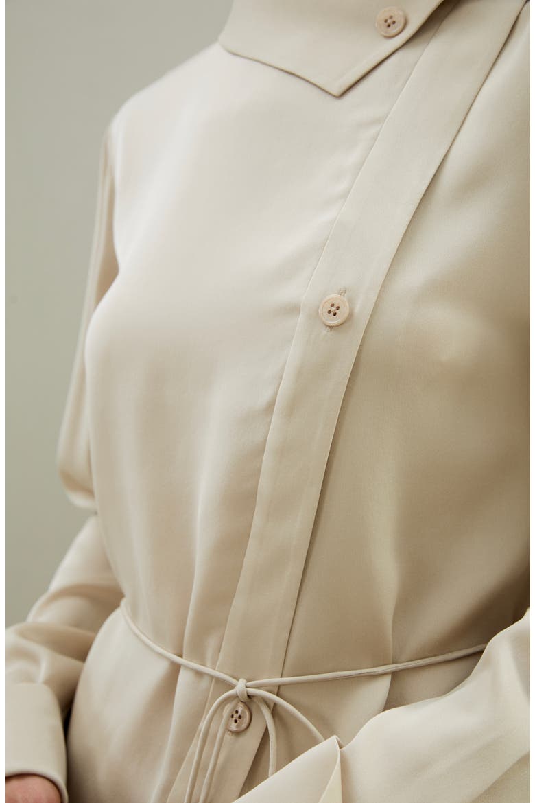 Asymmetrical Shirt with Waist Tie, Alternate, color, Cream