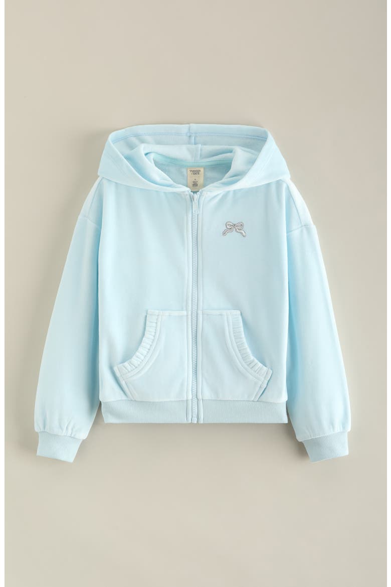 Kids' Cozy Zip-Up Hoodie, Main, color, BLUE SPRAY BOW EMBROIDERY