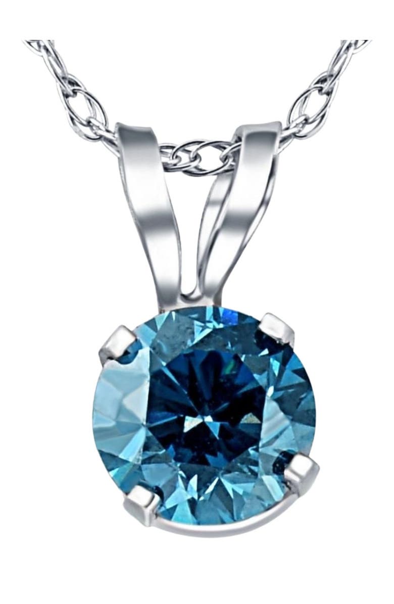 Bliss Diamond 3/8Ct Round Blue Diamond Solitaire 14K Gold Pendant Necklace Lab Grown, Main, color, 