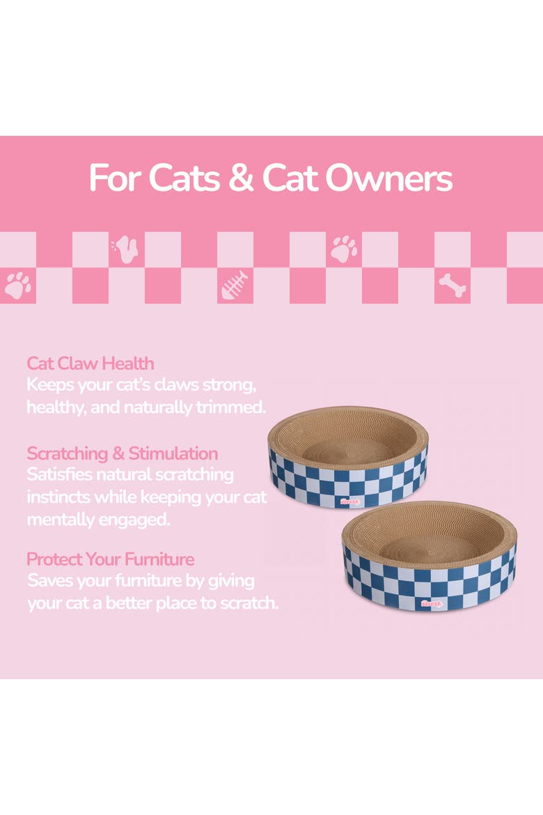 Daisy Modern Cardboard Bowl Cat Scratcher with Catnip, Alternate, color, Navy/Blue