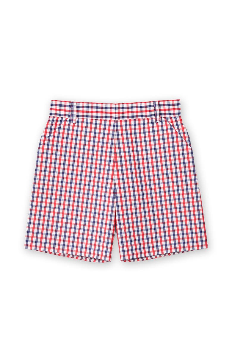 Florence Eiseman Plaid Seersucker Short, Main, color, Nvy/White/Red