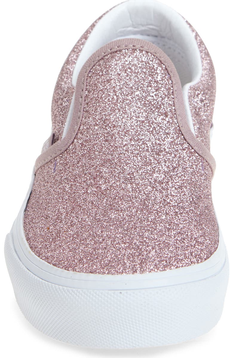 Vans Classic Slip-On Glitter Sneaker, Alternate, color, Rose Gold