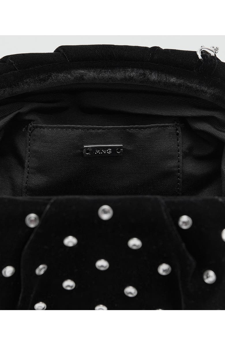 MANGO Rhinestone Velvet Clutch, Alternate, color, Black