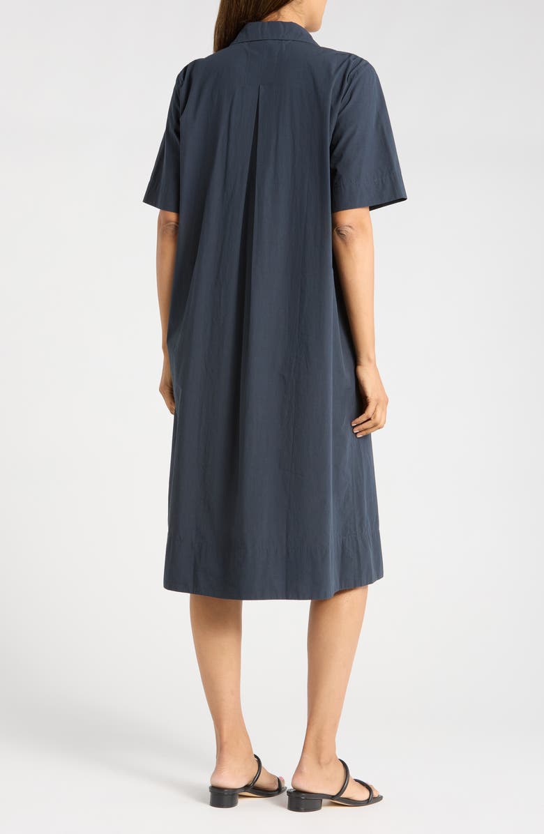 Eileen Fisher Johnny Collar Short Sleeve Organic Cotton Dress, Alternate, color,