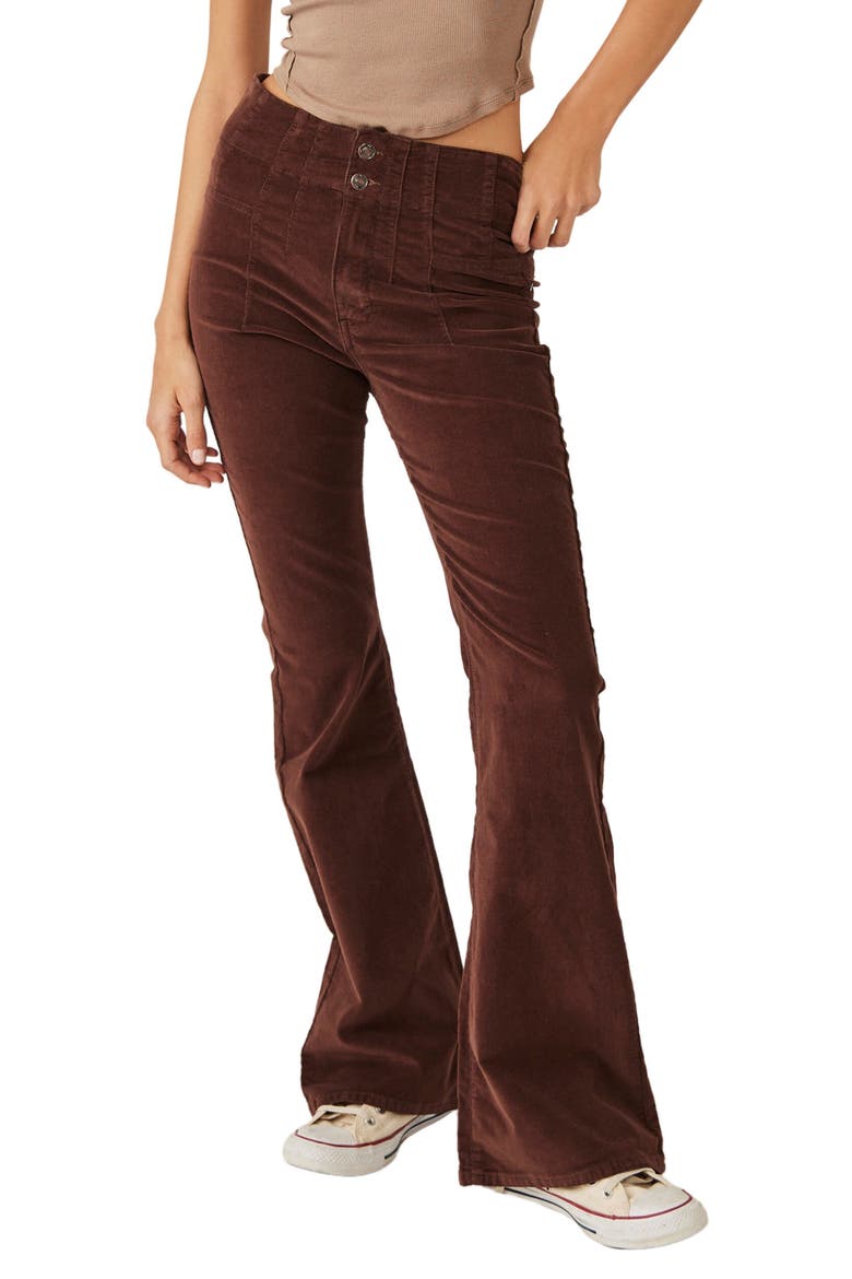 Jayde Seamed Corduroy Flare Pants, Main, color, FRENCH ROAST
