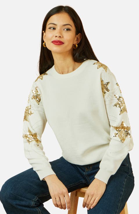 Sequin Star Sleeves Jumper