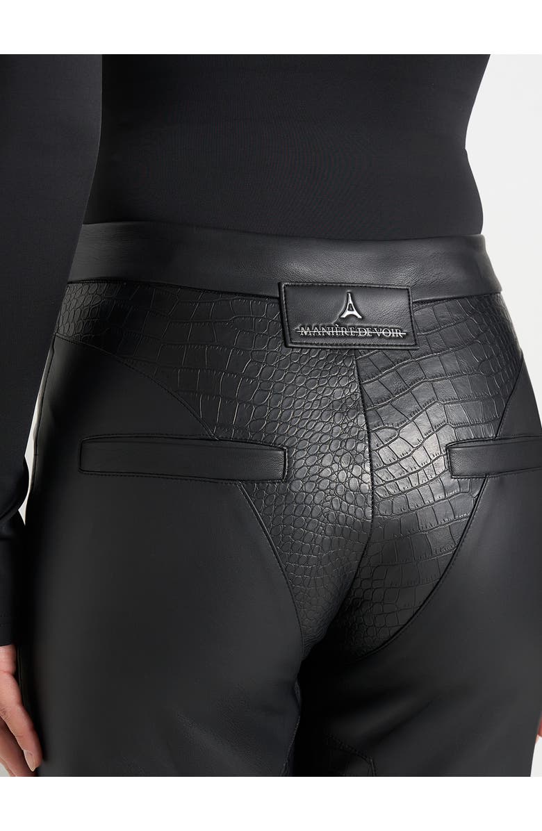 Manière De Voir Seren Croc Embossed Lace Up Trousers, Alternate, color, Black