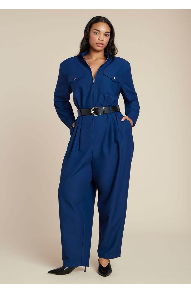 ELOQUII Slick Jumpsuit, Main, color, Dress Blues
