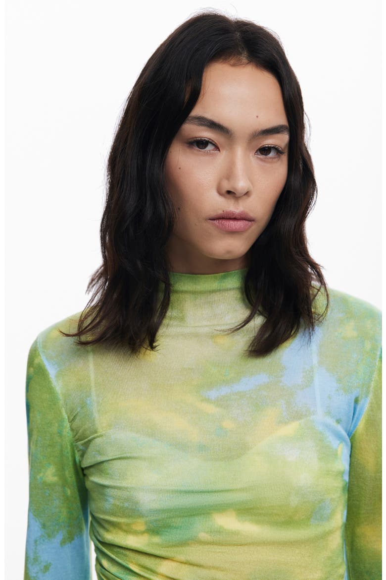 Mock Neck Sweater, Alternate, color, GREEN YELLOW