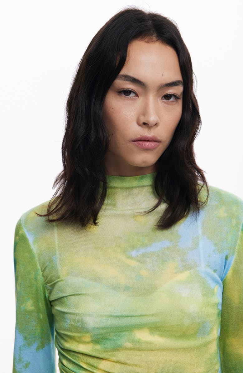 Desigual Mock Neck Sweater, Alternate, color, Green Yellow