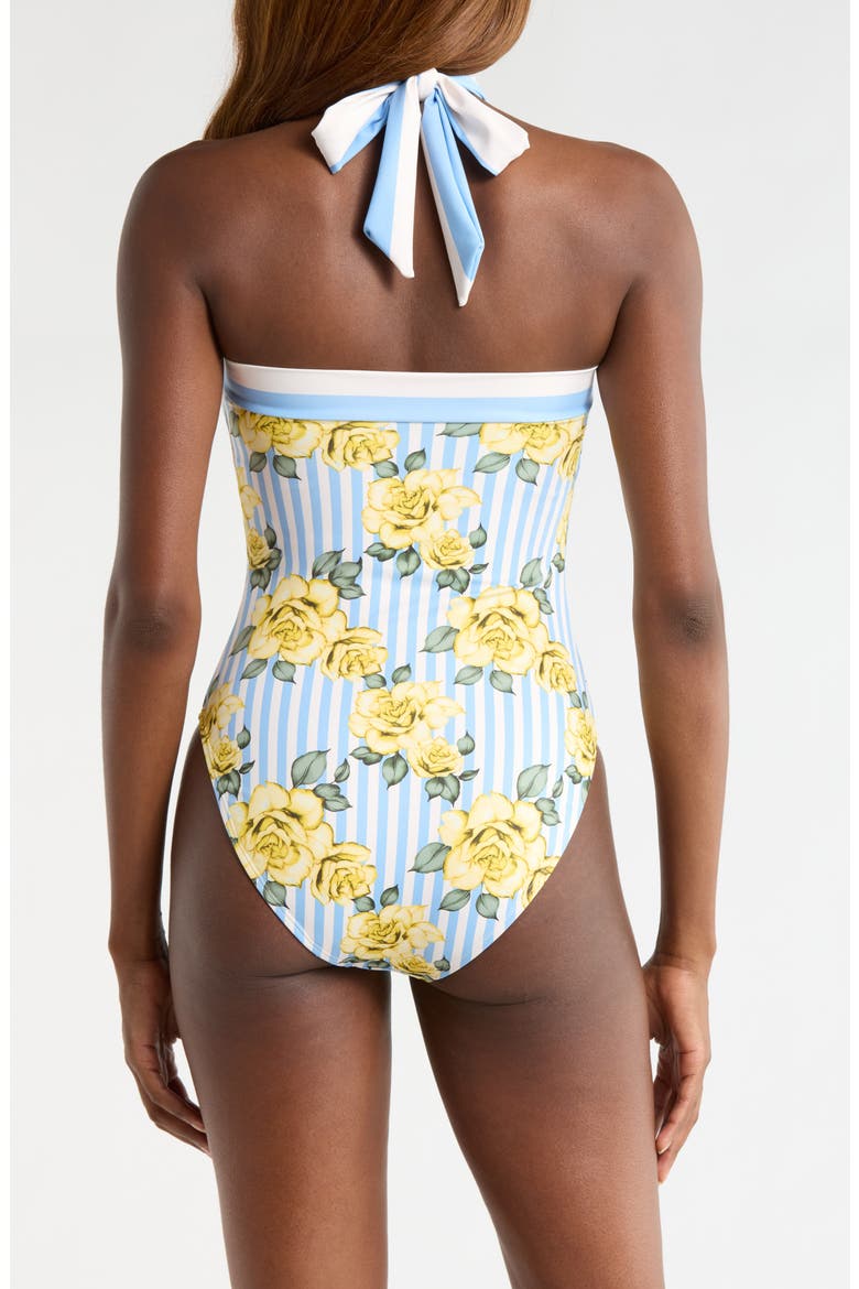 Halter One-Piece Swimsuit, Alternate, color, YELLOW ROSE
