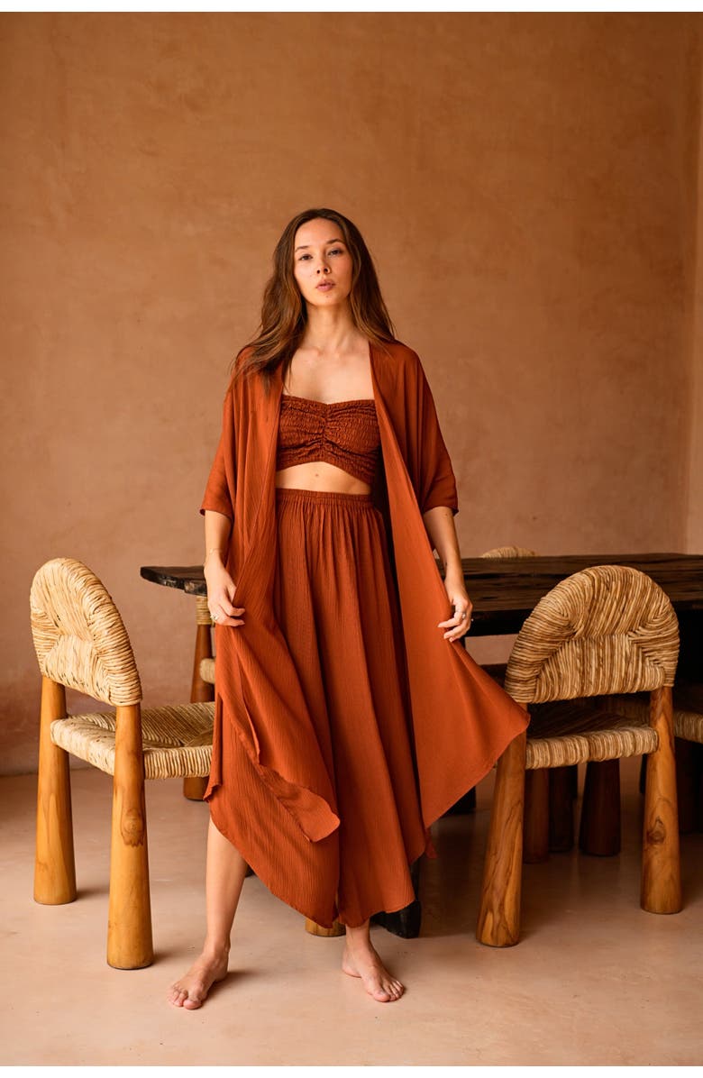 PINK HALEY Kaia Flowy Kimono Wrap Duster, Alternate, color, Orange