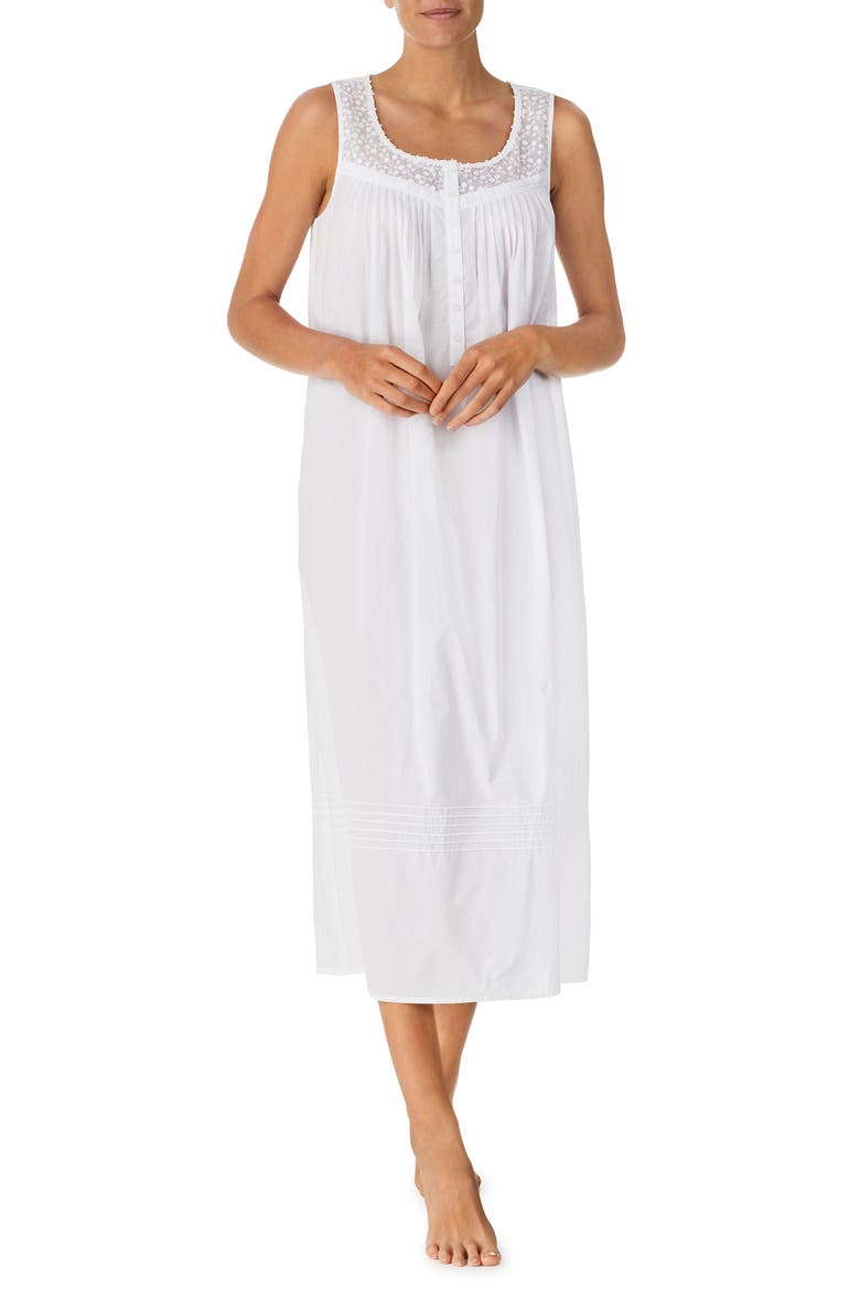 Sleeveless Cotton Ballet Nightgown, Main, color, WHITE
