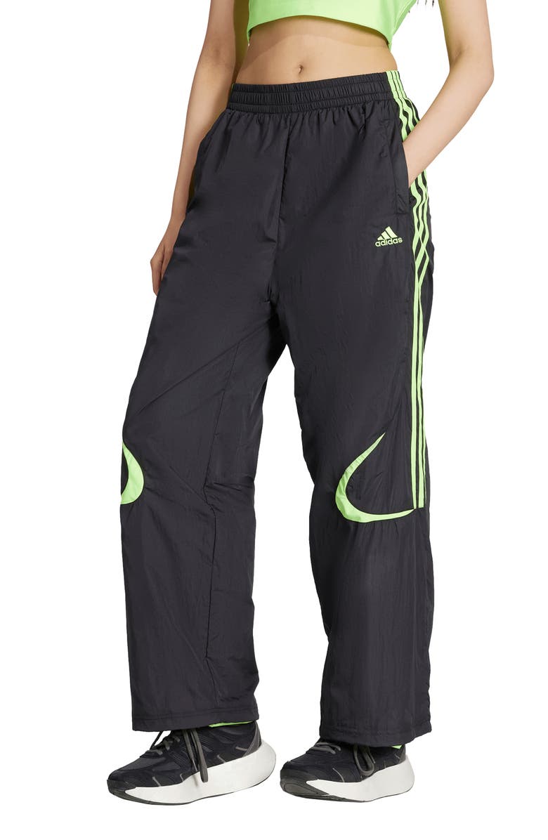 adidas Originals Teamgeist Oversize Recycled Nylon Track Pants, Main, color, Black