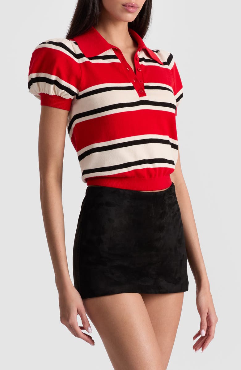 Alice + Olivia Ramona Stripe Cotton Blend Sweater, Alternate, color, Perfect Ruby Multi