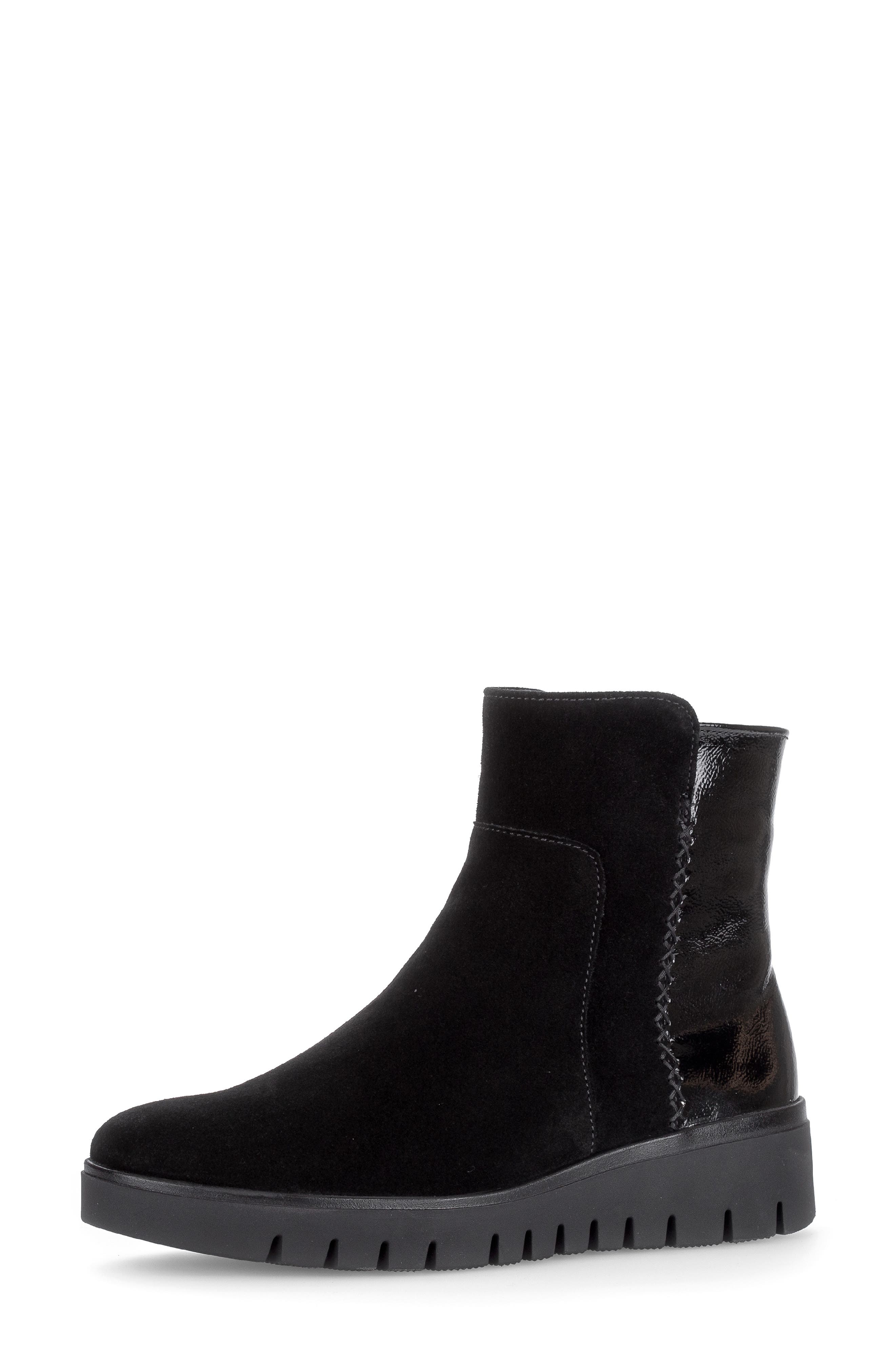 Sally Leather Wedge Bootie, Main, color, BLACK