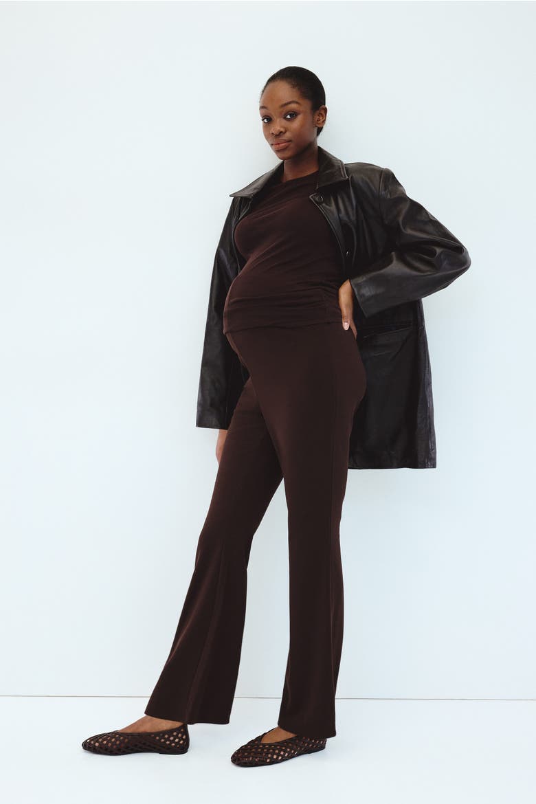 Mama Flared Ponte Leggings, Main, color, Dark brown
