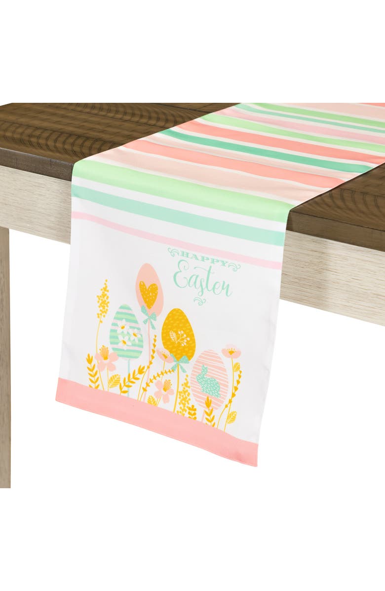 Northlight Striped Pastel Happy Easter Table Runner - 72" - Pink and Green Green, Alternate, color, Pink