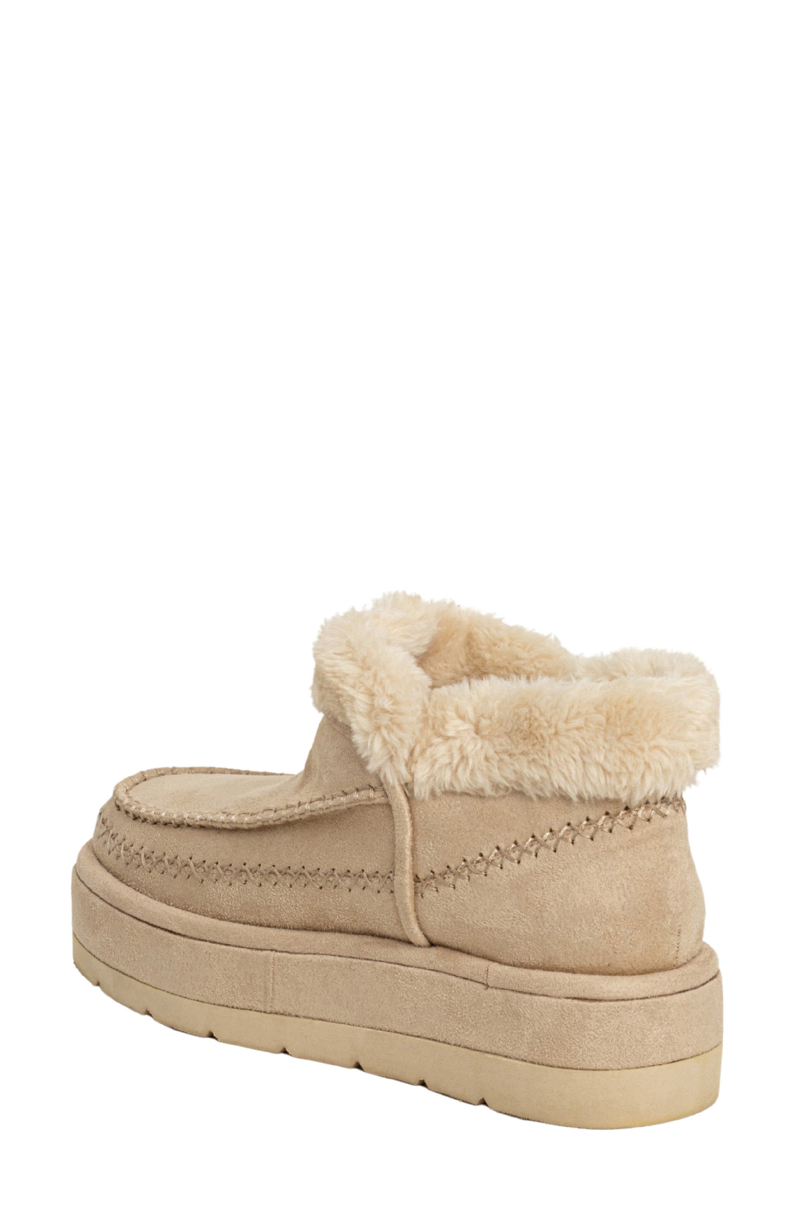 SHUSHOP Ulla Faux Fur Lined Platform Bootie, Alternate, color, Bone Suede