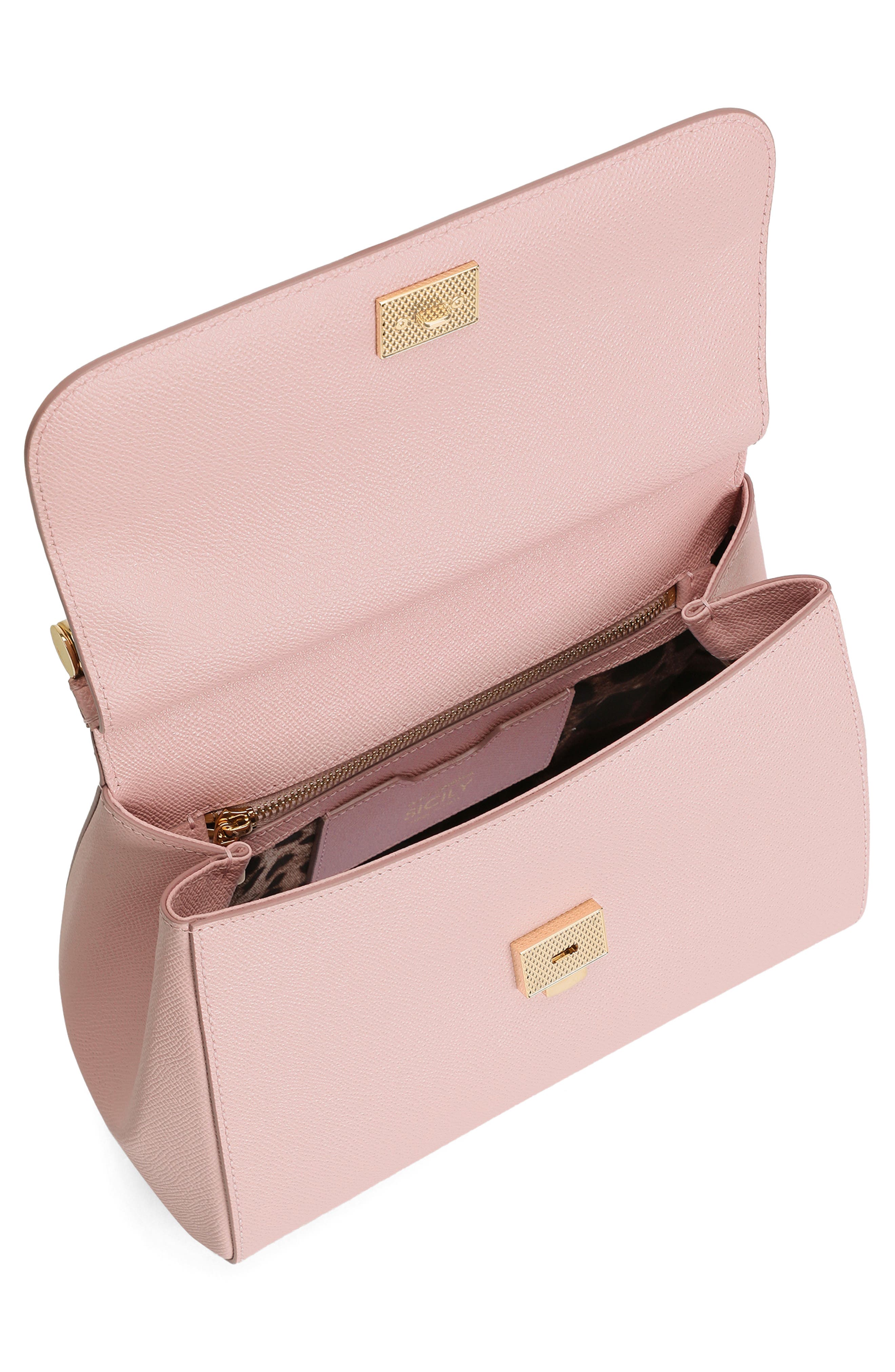Sicily Leather Top Handle Bag, Alternate, color, LIGHT PINK