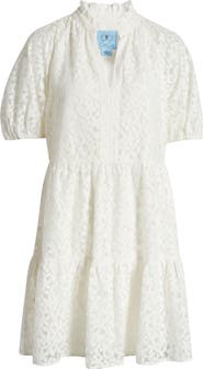 CeCe Puff Sleeve Babydoll Lace Minidress