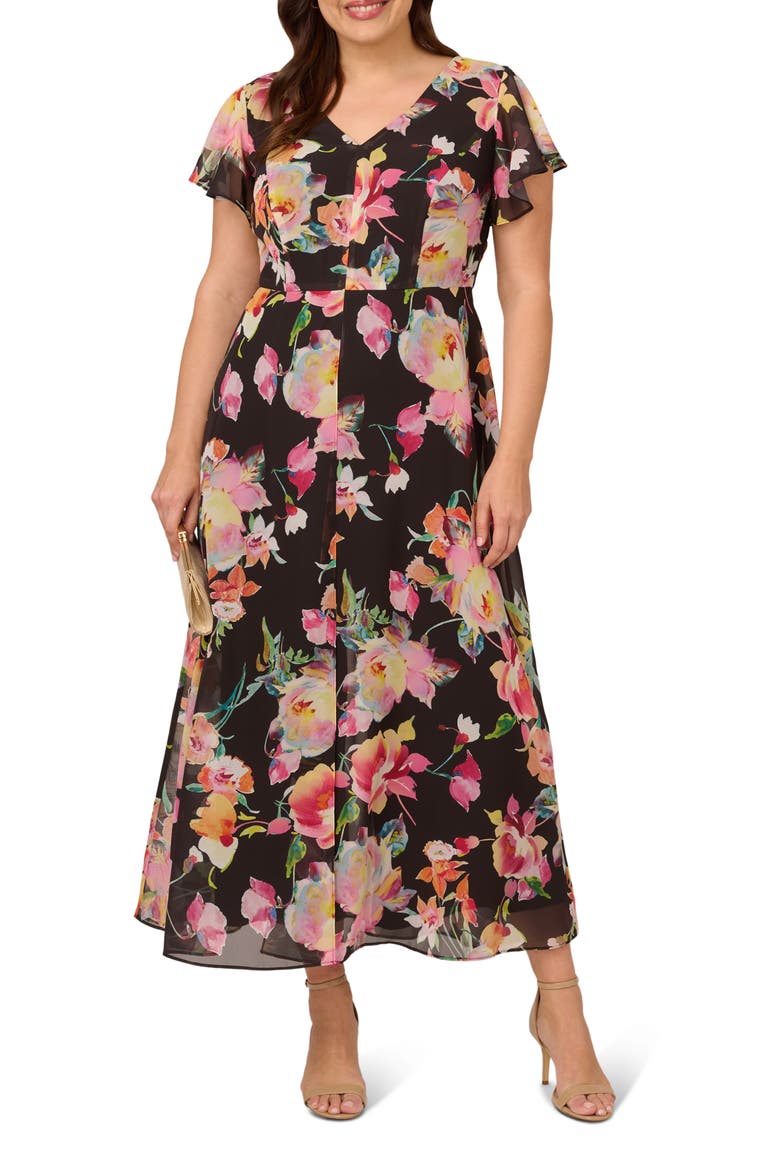 Floral Overlay Maxi Jumpsuit, Main, color, BLACK MULTI