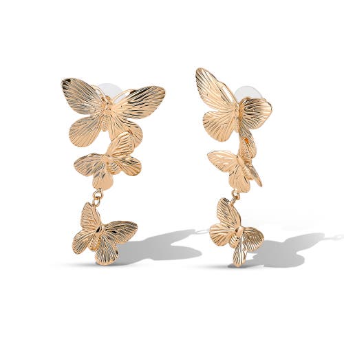 Jessica Simpson Cascading Butterfly Gold-tone Drop Earrings In Gold