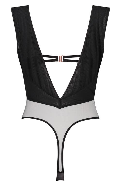 Hunkemoller Hunkemöller Simona Chain Detail Mesh Bodysuit In Caviar