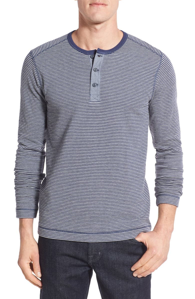 NORDSTROM MEN'S SHOP Washed Stripe Knit Long Sleeve Henley, Main, color, 