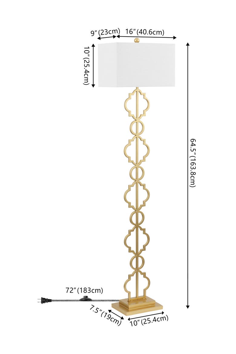 Selina 64.5" Transitional Glam Iron Ogee Trellis LED Floor Lamp, Gold Painting, Alternate, color, Gold Painting